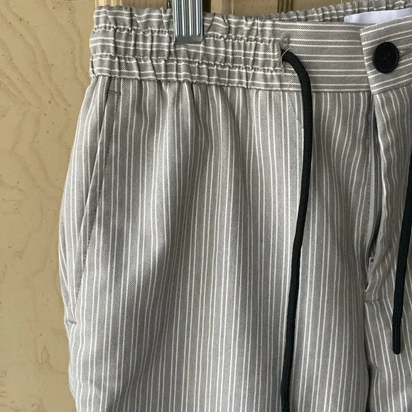 Topman pants, gray and white strip, elastic drawstring waist.  SZ W 30 L 32. - Picture 2 of 5